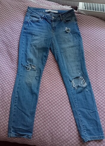 s Beden mavi yırtık dar paça kot pantolon skinny jean