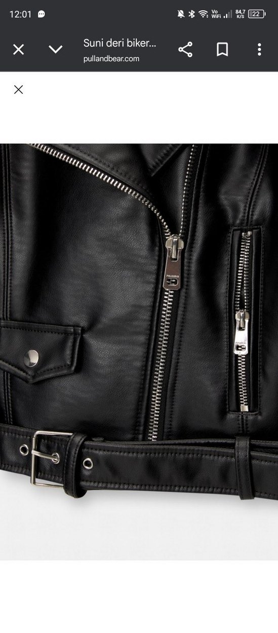 Kadın Siyah Deri Biker Ceket hiç kullanılmadı - Görsel 3