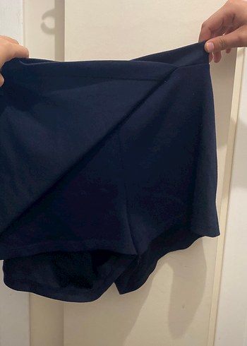 Drapeli lacivert Midi Kadın şort Etek - Görsel 7