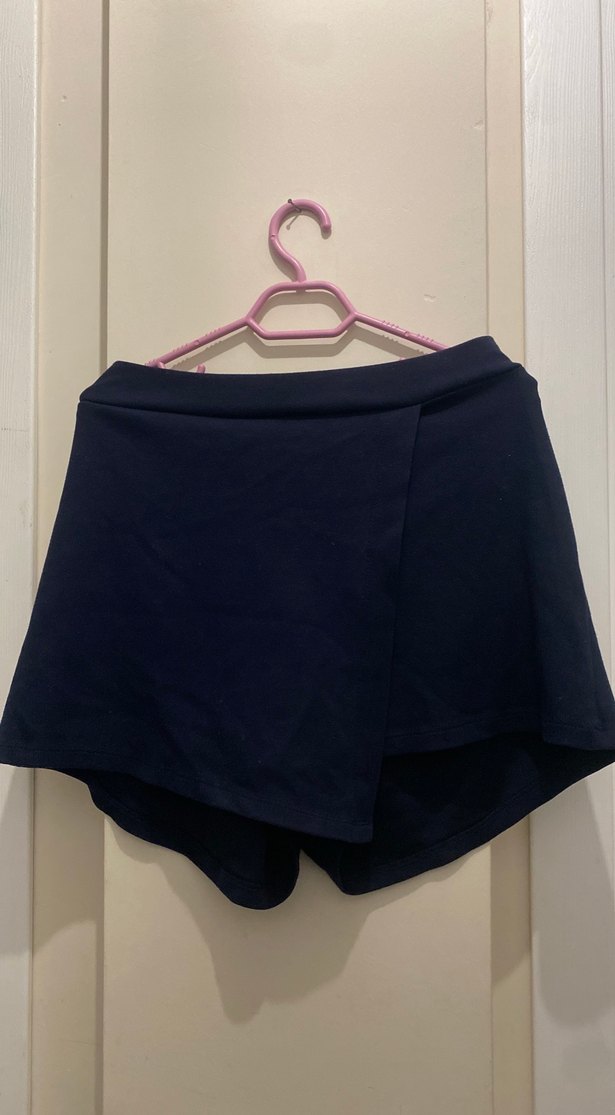 Drapeli lacivert Midi Kadın şort Etek - Görsel 5