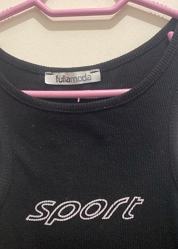 Siyah Payetli Spor Crop Top - Görsel 3