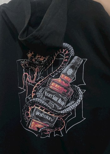 Siyah Baskılı Rock Punk Sweatshirt - Görsel 2