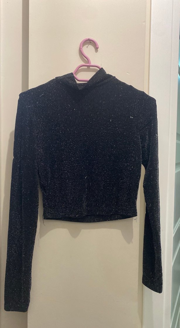 Kadın Siyah Yüksek Yakalı Uzun Kollu Bluz - Görsel 3