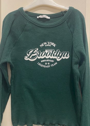 Trendy Yeşil Brooklyn Baskılı Kadın Sweatshirt - Görsel 2