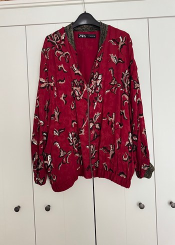 Zara Bohem Desenli Bordo Kadın Ceket