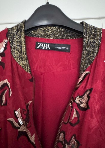 Zara Zara Bohem Desenli Bordo Kadın Ceket