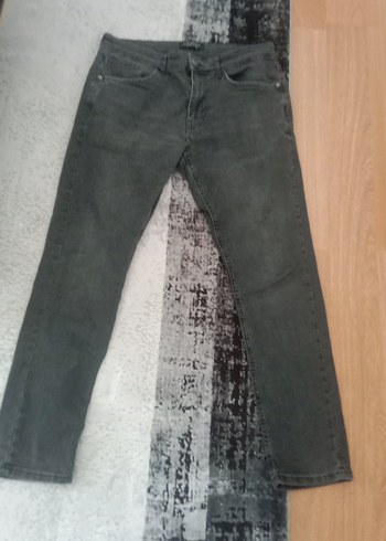Gri Kadın Kot Pantolon Kemerli Regular Fit