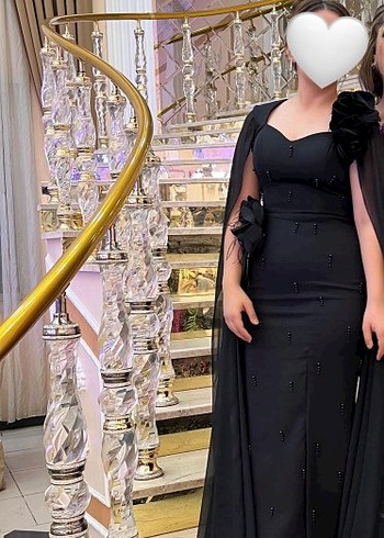 Siyah Straplez Uzun Drapeli Gotik Abiye - Görsel 2