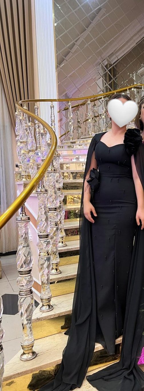 Siyah Straplez Uzun Drapeli Gotik Abiye - Görsel 2