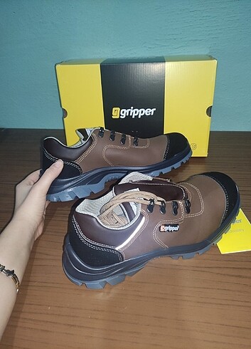GRİPPER KAHVE DERİ KOMPOZİT İŞ GÜVENLİK AYAKKABISI 