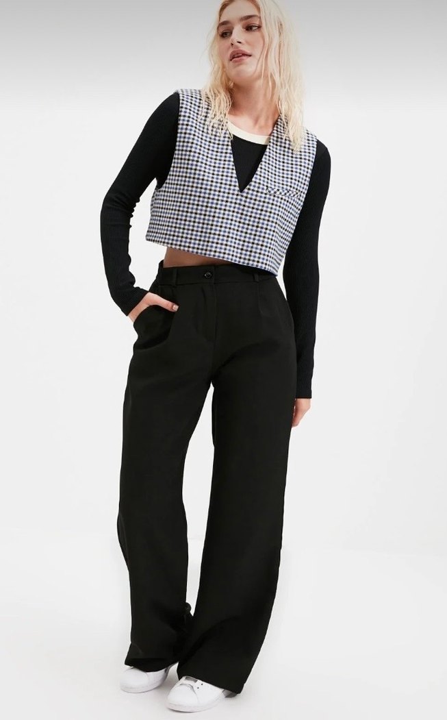 Siyah Kadın Kumaş Pantolon Regular Fit - Görsel 2