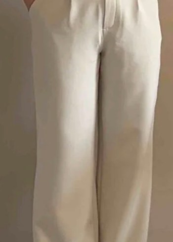 Kadın Beyaz Regular Fit Kumaş Pantolon - Görsel 4