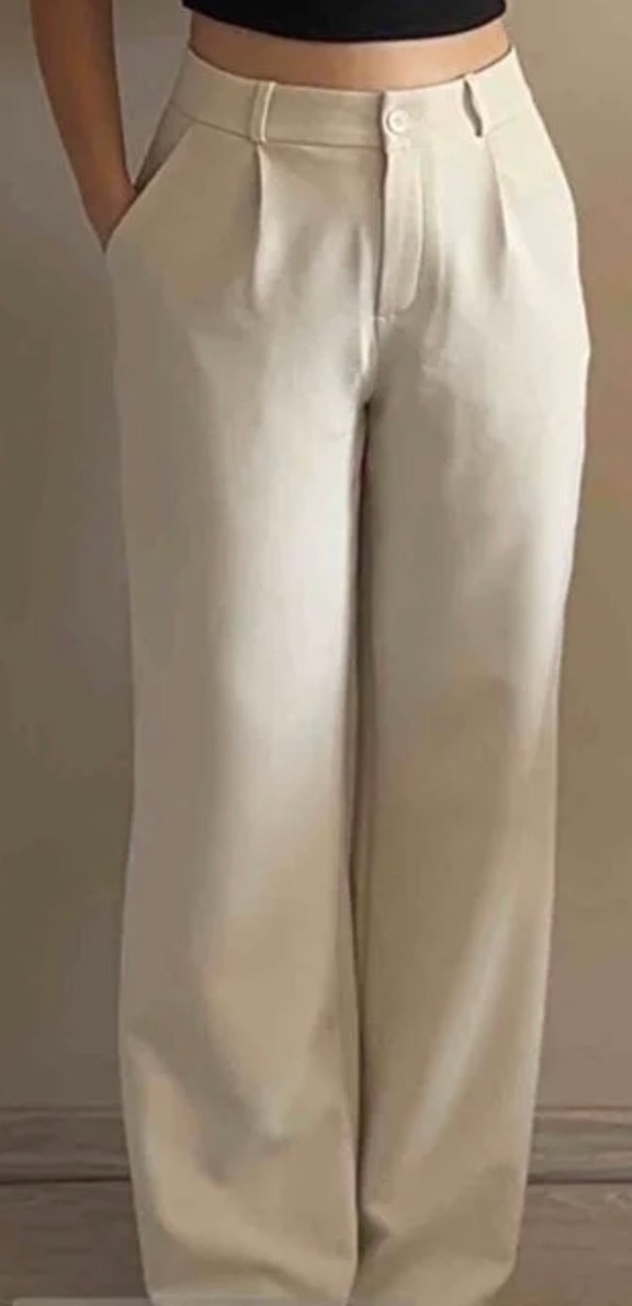 Kadın Beyaz Regular Fit Kumaş Pantolon - Görsel 4