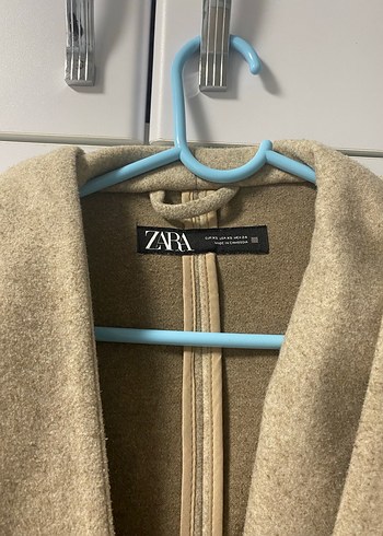 Zara Kemerli Kapüşonlu Bej Kaban - Görsel 3