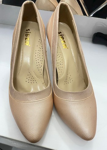 Bej Parlak Yılan Desenli Stiletto - Görsel 3