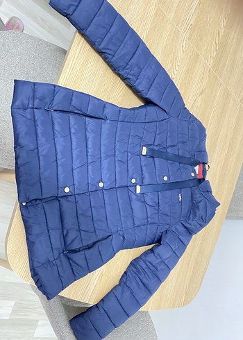 Polo Düğmeli Mavi Kadın Kışlık Mont - Görsel 3