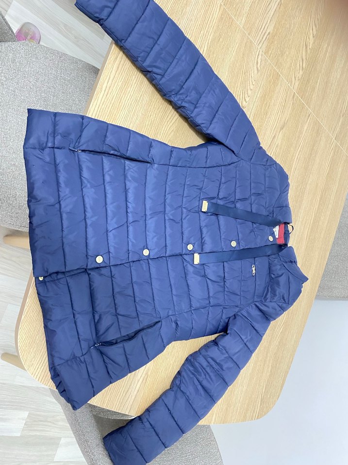 Polo Düğmeli Mavi Kadın Kışlık Mont - Görsel 3