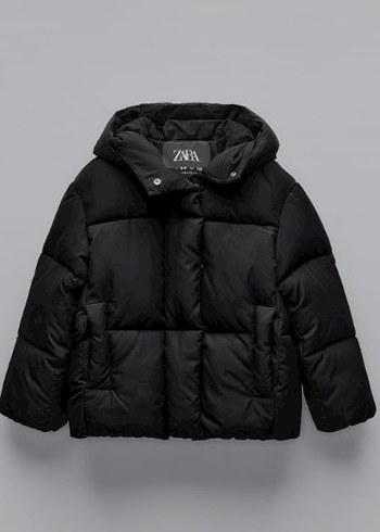 Zara ZARA Siyah Kapüşonlu Kadın Kışlık Mont
