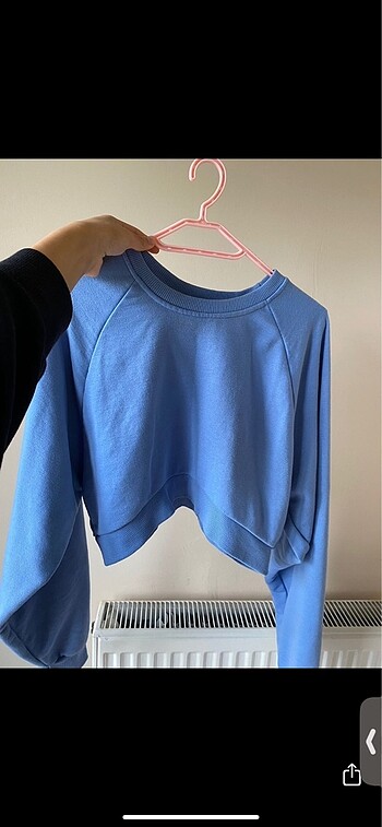 Bershka mavi oversize crop sweat