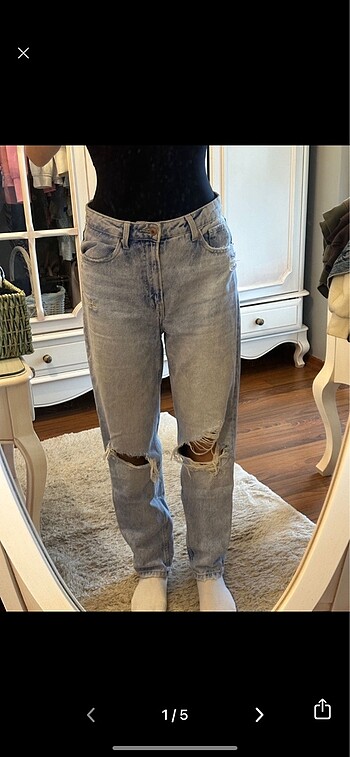 bershka mom yırtık jean