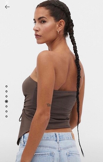 m Beden kahverengi Renk stradivarius büzgüllü crop