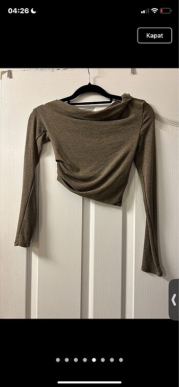 s Beden kahverengi Renk bershka asimetrik crop