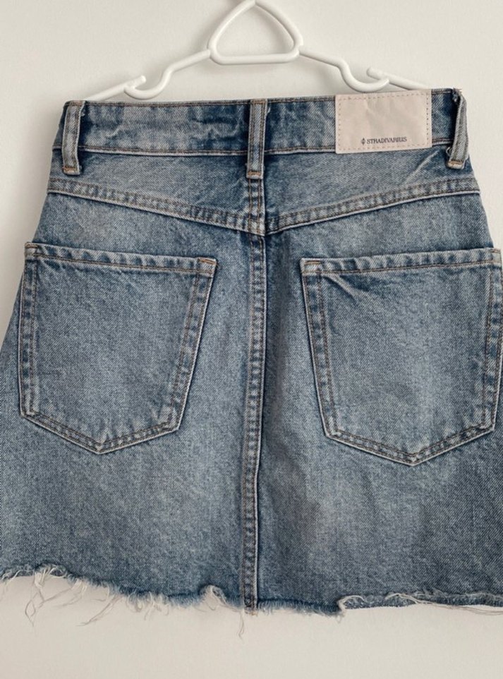 Gri Denim Midi Mini Etek - Görsel 2