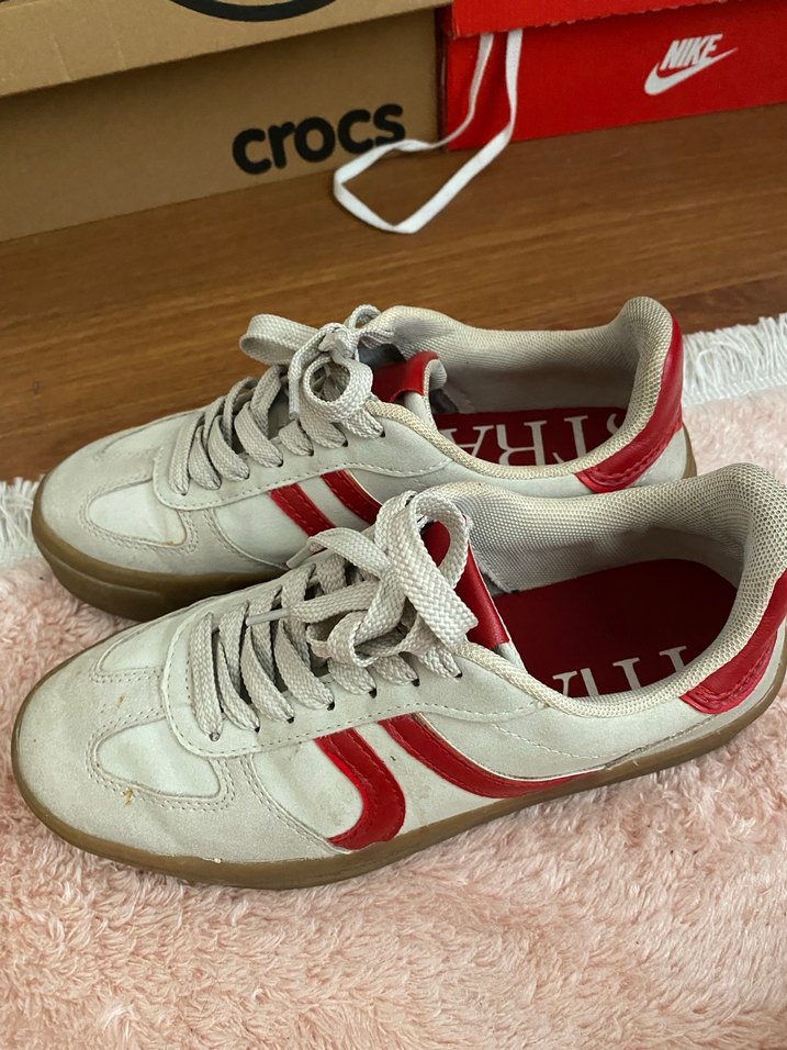 Beyaz Kırmızı Stiletto Topuklu Sneakers - Görsel 3