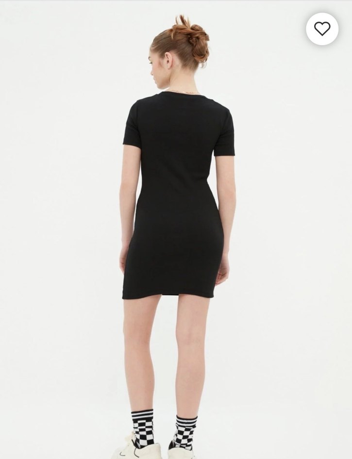 Siyah Kısa Kollu Mini Elbise - Görsel 2