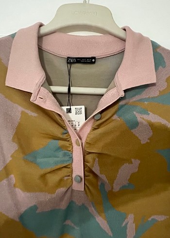 Zara Renkli Bağlama Desenli Kadın Triko Elbise - Görsel 4