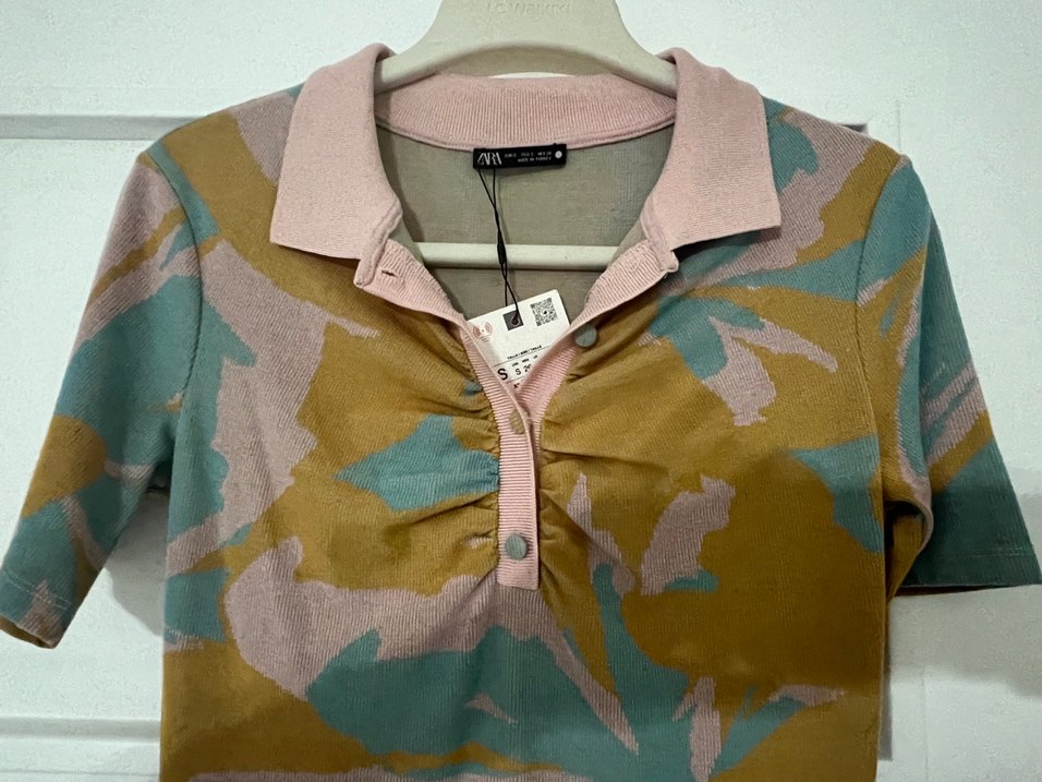 Zara Renkli Bağlama Desenli Kadın Triko Elbise - Görsel 3