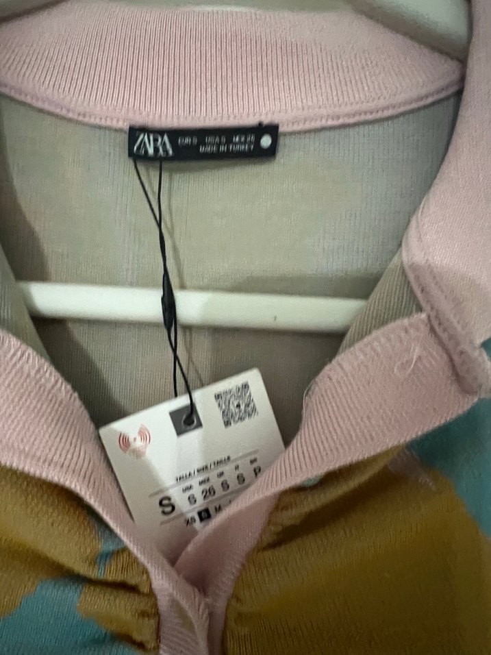 Zara Renkli Bağlama Desenli Kadın Triko Elbise - Görsel 5