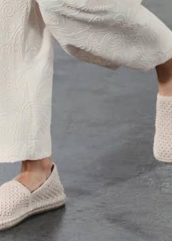 Zara Örgü Detaylı Ekru Kadın Espadril