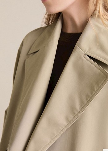 Bej Kadın Uzun Süet Trençkot - Görsel 3