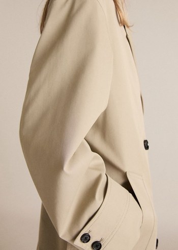 Bej Kadın Uzun Süet Trençkot - Görsel 7