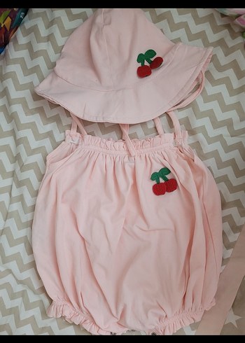 Zara Pembe Nakışlı Dantel Detaylı Bebek Kız Tulum