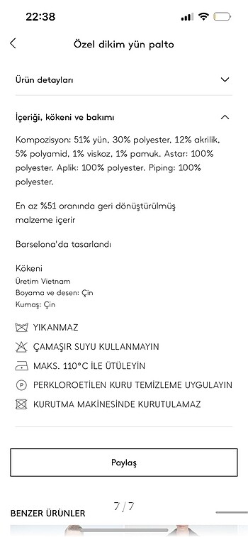 xs Beden Mango özel dikim yün siyah kaban