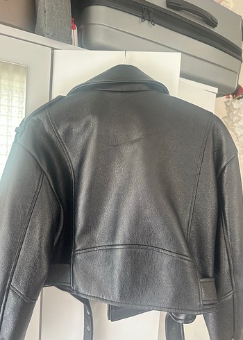ZARA Siyah Kadın Deri Biker Ceket - Görsel 3