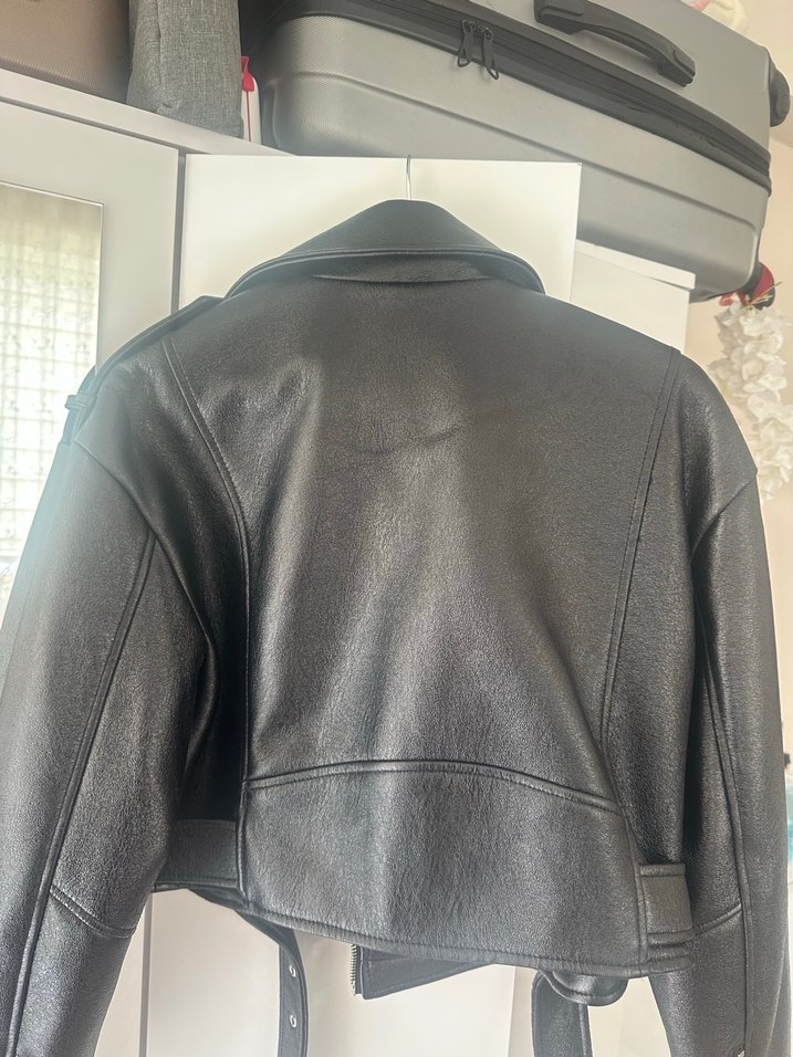 ZARA Siyah Kadın Deri Biker Ceket - Görsel 3
