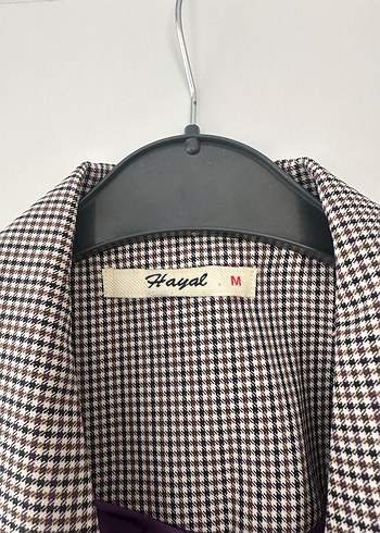 Gri Ekose Düğmeli Kadın Blazer Ceket - Görsel 3