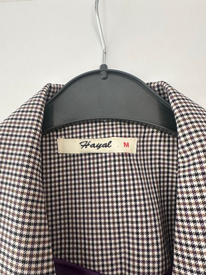 Gri Ekose Düğmeli Kadın Blazer Ceket - Görsel 3