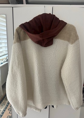 Kahverengi Gri Peluş Kadın Ceket - Görsel 3