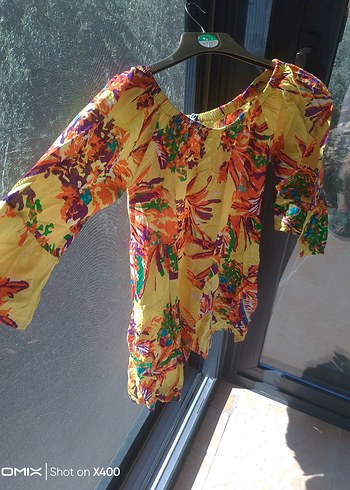 Renkli Batik Desenli Straplez Hamile Bluz