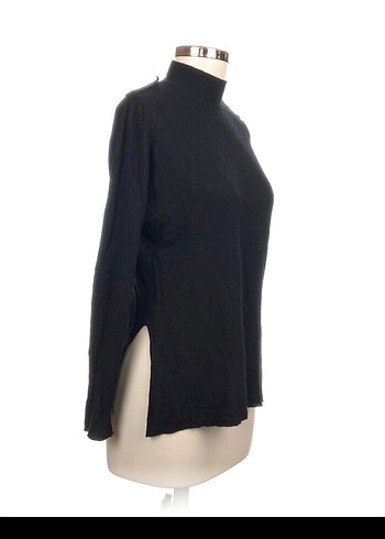 Siyah Kadın Boğazlı İnce Fit Triko - Görsel 2