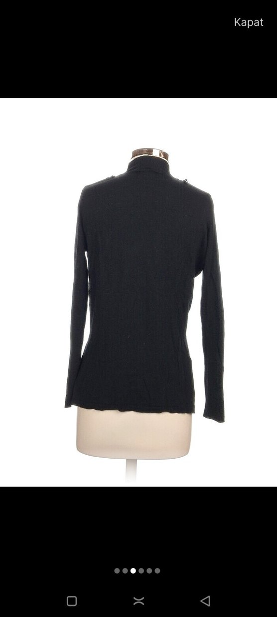 Siyah Kadın Boğazlı İnce Fit Triko - Görsel 3