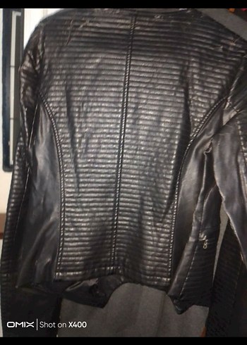 Siyah Deri Kadın Biker Ceket - Görsel 4