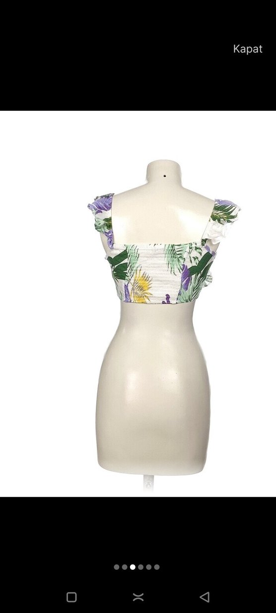 Beyaz Desenli Drapeli Mini Mayo - Görsel 2