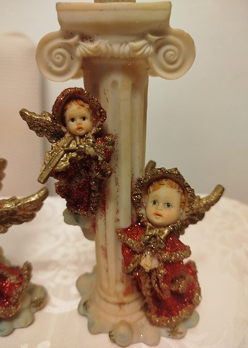 Melek Figürlü Renkli Mumluk Çift - Görsel 6