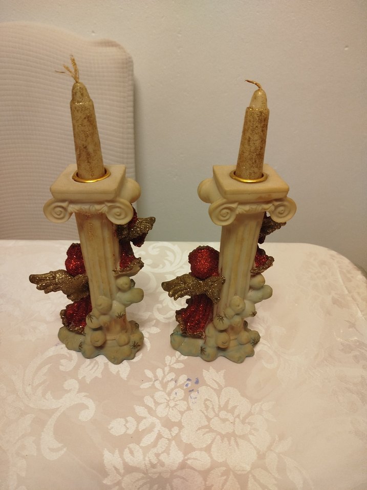 Melek Figürlü Renkli Mumluk Çift - Görsel 4