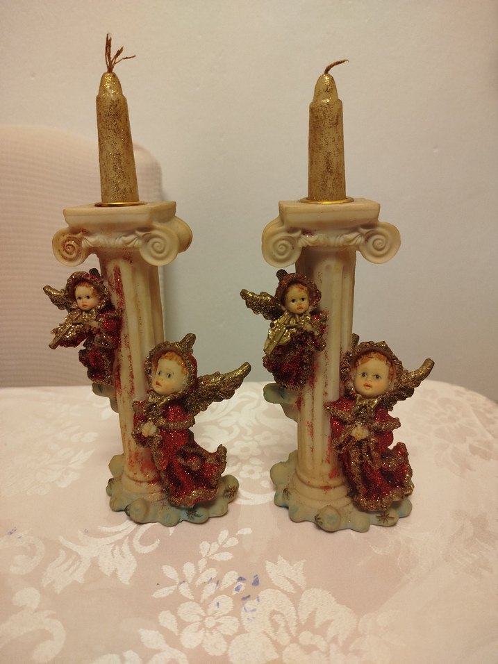 Melek Figürlü Renkli Mumluk Çift - Görsel 2